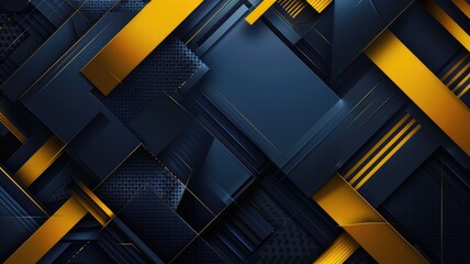 Poster - Explore this abstract high-tech metallic background featuring a modern composition of dark blue and gold elements, ideal for digital and print projects.