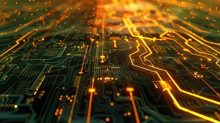 Poster - Discover a stunning background featuring glowing computer circuits, perfect for technology and digital art themes. Ideal for various creative projects.