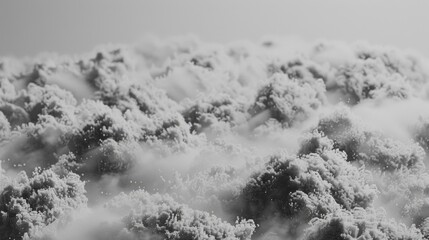 Poster - A serene scene featuring dusty white piles floating gracefully in the air, creating an abstract and ethereal atmosphere perfect for creative projects.