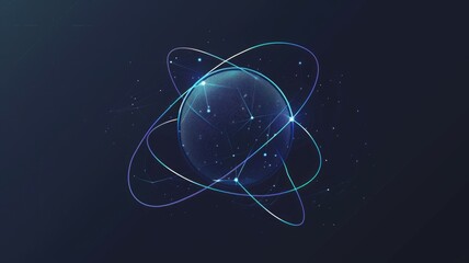 Poster - glowing blue digital globe with connecting lines. abstract artwork of circle shape with glowing line