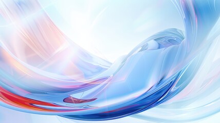 Poster - Abstract smooth pastel wave shapes in blue and pink tones. Background image of transparent wave with blue and red. Digital art for design and print. Minimal and contemporary wallpaper design. AIG53.