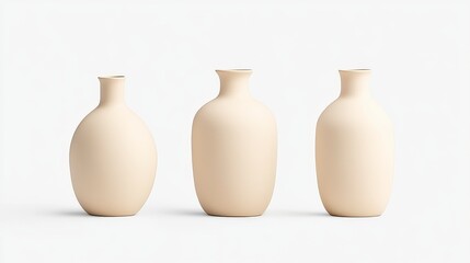 Poster - Elegant collection of minimalist ceramic vases displayed on a simple background for modern decor inspiration