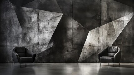 Poster - Modern Geometric Mural with High Contrast Textures