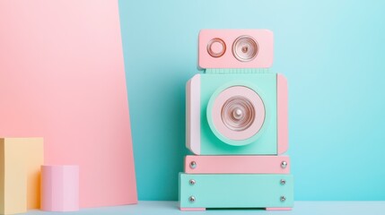Poster - Retro Toy with Pastel Tones on Soft Background