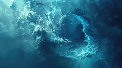 Poster - This abstract digital animation features a stunning blue background with fluid textures, ideal for creative projects needing a modern and serene aesthetic.