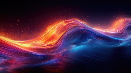 Poster - A stunning abstract display of neon waves in navy and bright colors, creating a dynamic visual experience. Perfect for modern art designs and backgrounds.