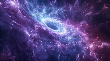 Poster - A stunning abstract representation of a glowing blue object in the air, surrounded by vibrant cosmic colors and swirling designs, perfect for imaginative themes.
