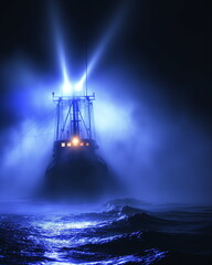 Wall Mural - Night fishing on a seiner the vessel illuminates t_007