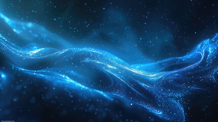 Poster - This mesmerizing blue abstract background features sparkling effects and fluid waves. Perfect for creative projects, digital art, and stylish wallpapers.