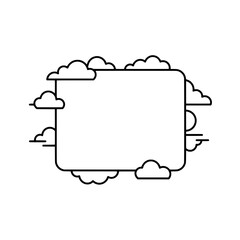 Aufkleber - Cloud Frame Illustration: A minimalist frame design surrounded by stylized cloud elements, perfect for adding a touch of whimsy.