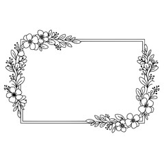 Poster - Floral Frame: Delicate floral frame, an elegant line art border featuring flourishing blossoms, perfect for design embellishment and invitation.