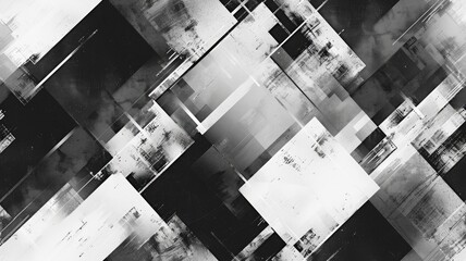 Fototapete - The abstract picture of glitch circuit in square shape sketched by black color use shading to express software effect and algorithm graphic of digital chip through modern and electronic style. AIG53.