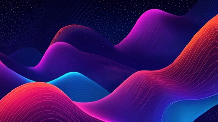 Poster - Vibrant Futuristic Neon Abstract Wave Design