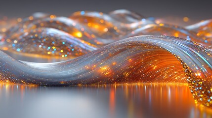 Poster - Luminous Fiber Optic Wave Abstract Art