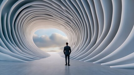 Poster - Unique Architectural Space with Curved White Design Elements