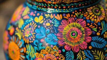 Poster - Decorative Vase with Vibrant Organic Patterns