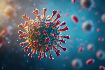 Poster - Virus structure observed under microscopic analysis during health research studies