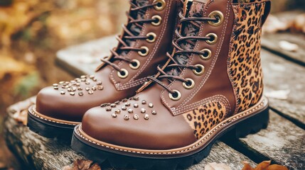 Poster - Fashionable Boots with Intricate Patterns and Details