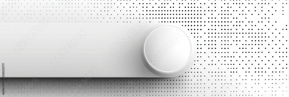 White flat panel with 3D button over dot pattern, for data background ...