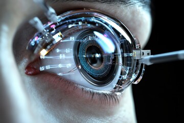 Poster - Futuristic eye technology showcasing a high-tech ocular implant in action