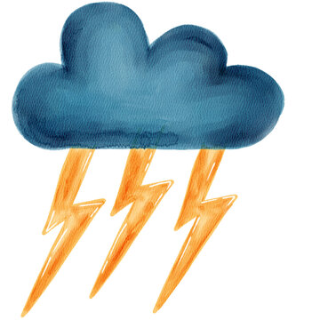 clip art of dark blue cloud with lightning