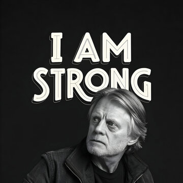 i am strong with monochrome background