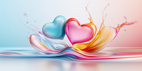 Wall Mural - Festive background with hearts on a light background. Valentine day concept for design