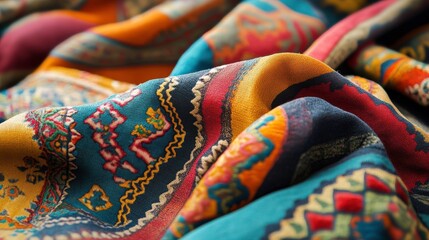 Wall Mural - vibrant traditional textile patterns in soft light