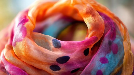 Poster - Vibrant Trendy Scarf with Patterns in Natural Light