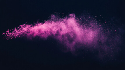 Poster - A vibrant pink powder disperses in the air against a dark background, creating a stunning visual effect reminiscent of smoke or abstract art.
