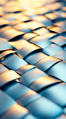 Poster - Delicate interwoven panels create a stunning visual spectacle, shimmering with shades of blue and gold. This captivating design highlights the beauty of structure and rhythm in materials