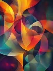 Poster - Abstract Colorful Geometric Art Background with Circles and Curves AI generated illustration.