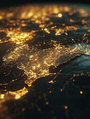 Poster - Glowing digital world map for overlay usage in business, investment, and global connectivity