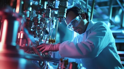 Poster - A scientist conducting a groundbreaking experiment on dark matter, using highly sensitive instruments in an underground laboratory.