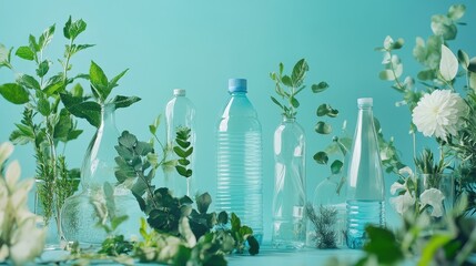 Poster - A scientist conducting research on sustainable materials for packaging, exploring alternatives to plastic that are biodegradable and eco-friendly for global industries.