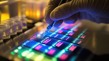 Poster - A scientist in a genetics research lab using CRISPR technology to edit DNA and study inherited diseases.