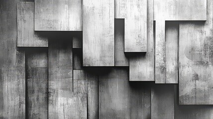 Poster - thin, elongated rectangles arranged in an angular pattern, creating a modern, industrial look in monochromatic tones.