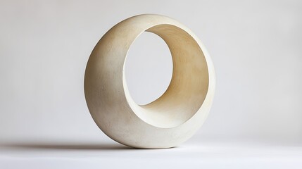 Poster - Elegant Light-colored Ring-shaped Sculpture on Minimalist Background