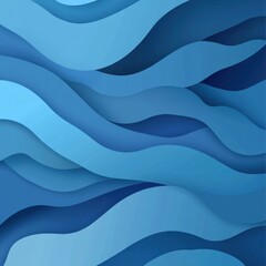 Poster - Stylized abstract art with flowing blue wave patterns on a soft blue background, modern flat design