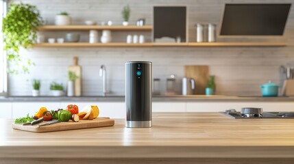Poster - A smart appliance in a kitchen responding to voice commands to start cooking or adjust settings, showing how technology in the kitchen can make food preparation easier and more efficient