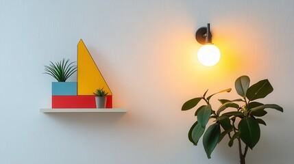 Poster - Minimalist Shapes with Ambient Light on White Background