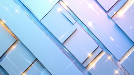 Poster - Colorful geometric shapes create a visually appealing design with gradients of blue and silver. The sparkling details enhance the overall aesthetic, adding depth and interest