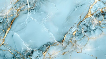 Poster - Smooth blue marble surface interspersed with striking gold veins creates an elegant and luxurious appearance. Ideal for decorative applications and design inspiration