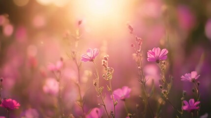 Wall Mural - soft pink floral background with gentle light
