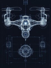 Poster - drone wireframe design technology concept