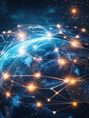 Poster - global business network connections corporate networking concept illustration digital art