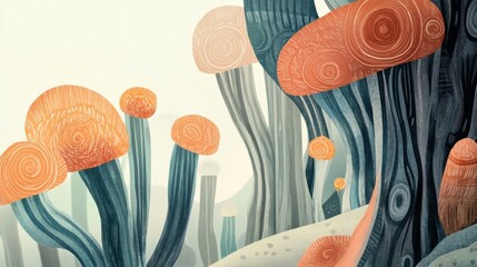 Poster - Whimsical Natural Elements in Playful Art Style