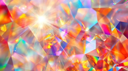 Wall Mural - bright light refractions through crystal glass in macro focus