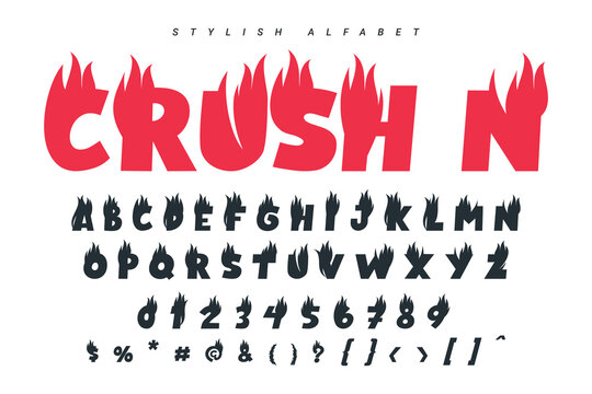 Vector of the fire alphabet A-z and symbols