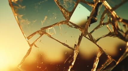 Poster - Bright Reflections in Broken Glass Shard Detail